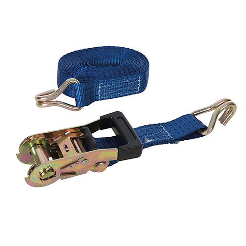 Rubber Handle Ratchet Strap J-Hook 6m x 38mm - Rated 1000kg Capacity 2000kg