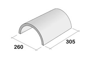 Clay Half Round Ridge 300mm