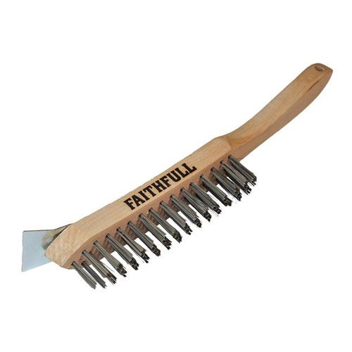 Heavy Duty Wire Brush with Scraper - 4 Row