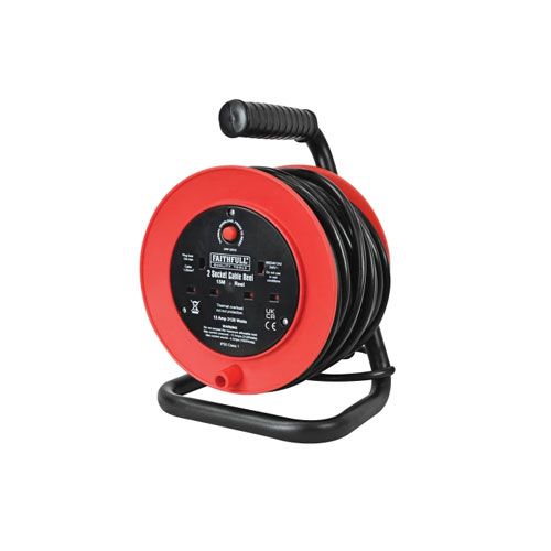 Open Drum Cable Reel 240V 13A 2-Socket 15m